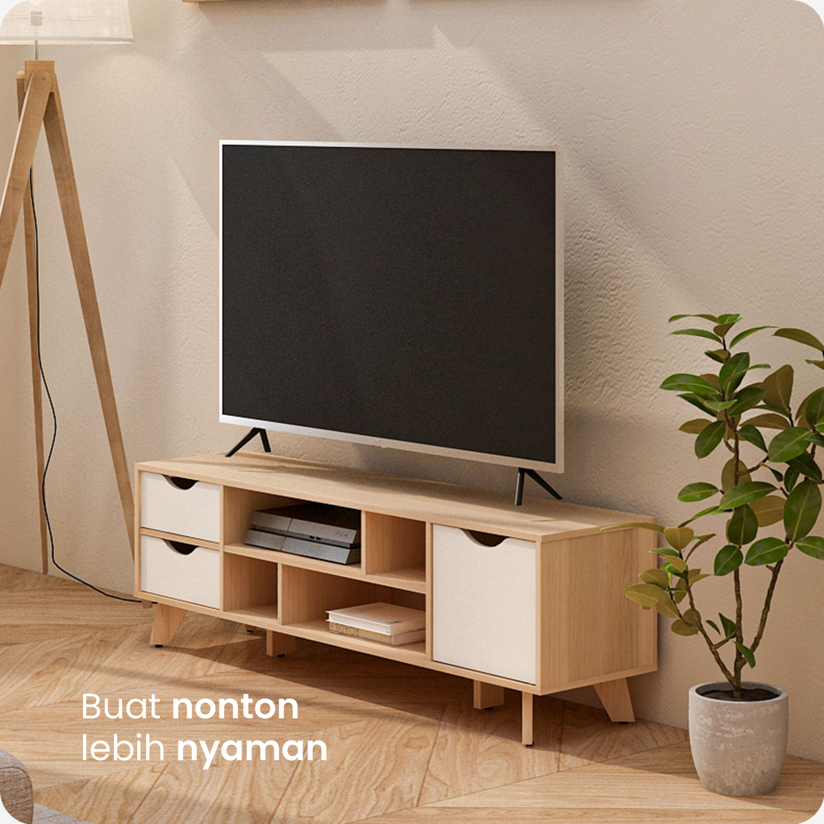 PIRA METROPOLIS OX - FUJI TV1200 MEJA TV / RAK TV / LEMARI TV warna PRO OAK - WHITE - PIRA METROPOLIS OX - foto 2