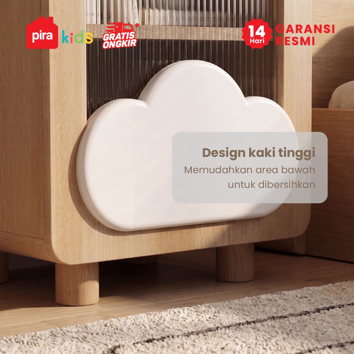 PIRA KIDS - KUMMO NS40 MEJA NAKAS ANAK / MEJA SUDUT / MEJA SAMPING warna PRO OAK - WHITE - PIRA KIDS - foto 7