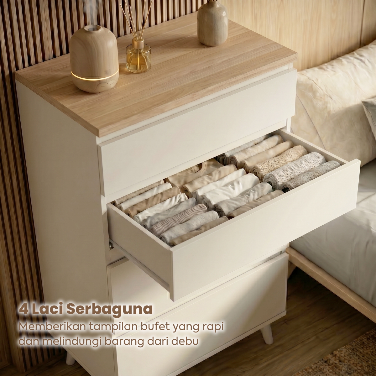 PIRA METROPOLIS OX - ARSEN CH4 LEMARI LACI / DRAWER / LEMARI SUSUN warna WHITE - PRO OAK - PIRA METROPOLIS - foto 9