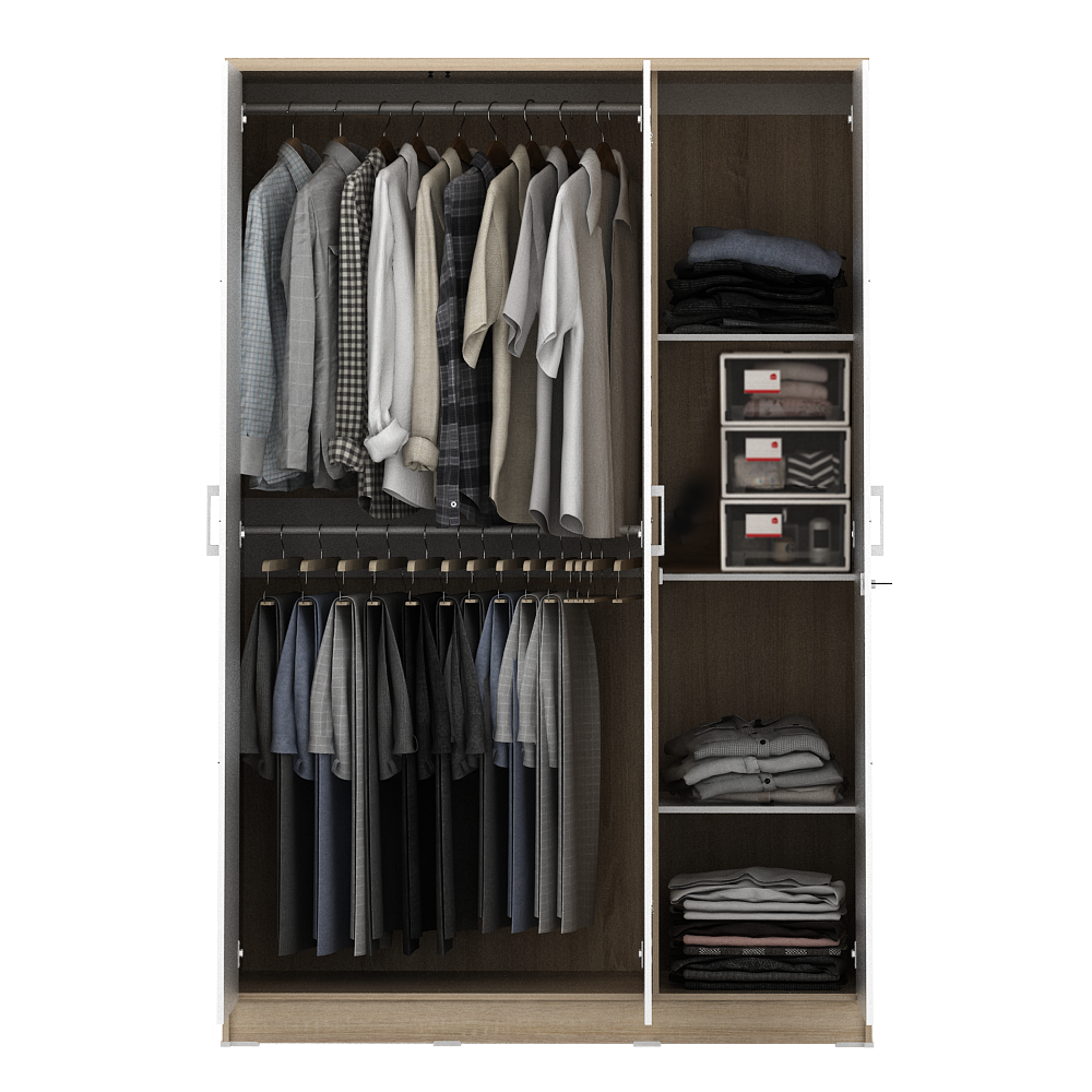 PIRA METROPOLIS - ALBA BAZ 3MN LT LEMARI PAKAIAN 3 PINTU warna SONOMA OAK - WHITE - METROPOLIS - foto 6