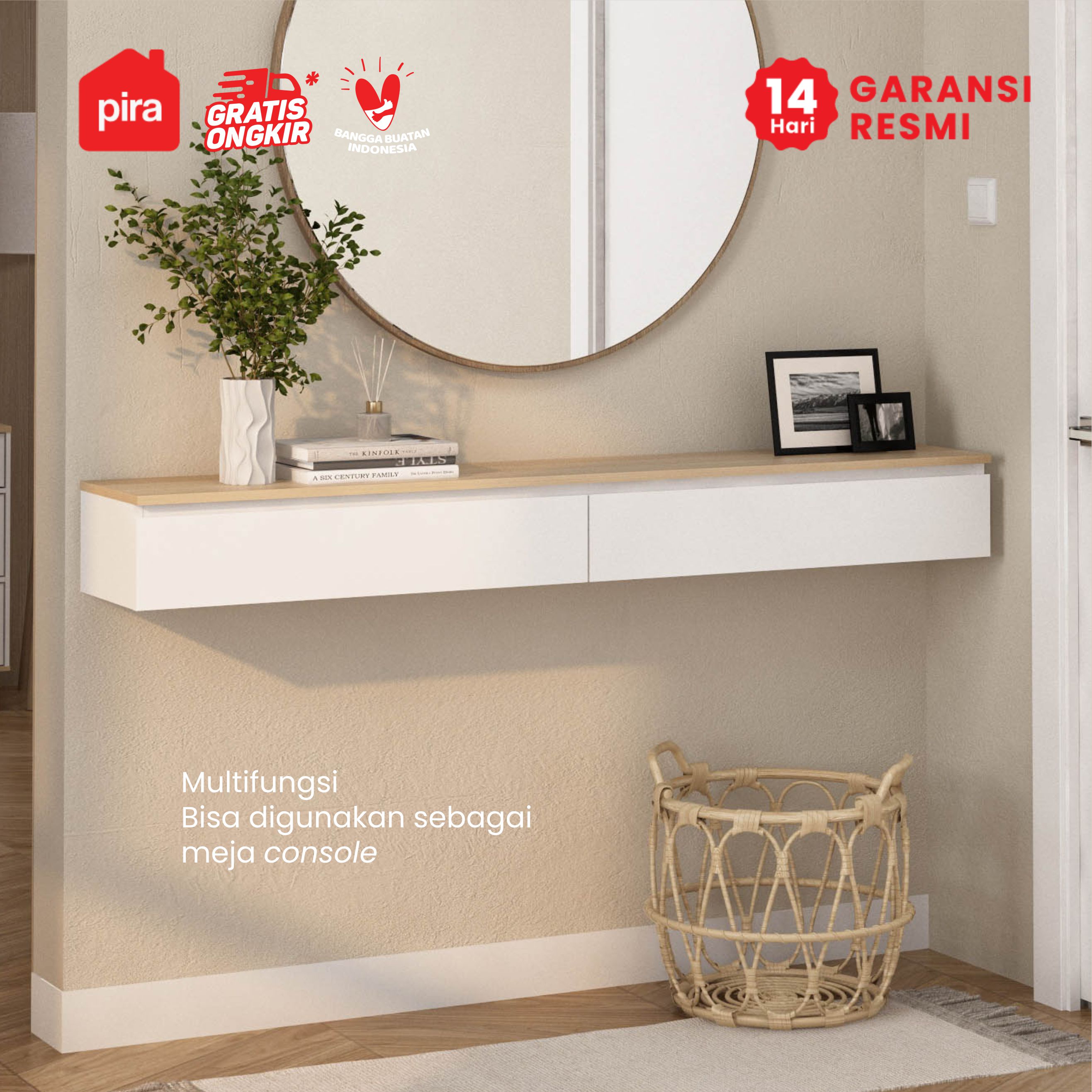 PIRA - LINUS TVG120 MEJA TV / MEJA TV GANTUNG / RAK TV GANTUNG / LEMARI TV GANTUNG warna WHITE SM - PRO OAK - PIRA - foto 6