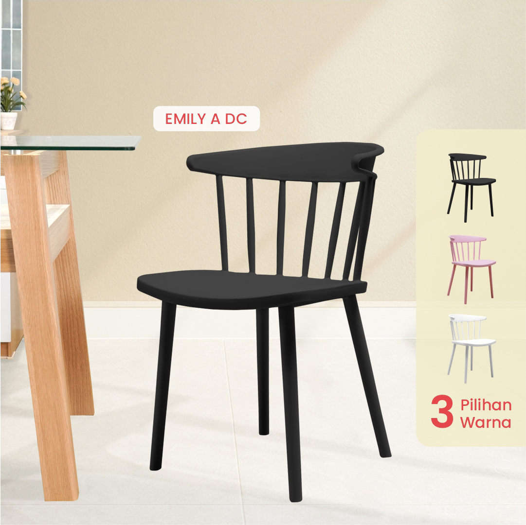 PIRA - EMILY A DC KURSI BELAJAR / KURSI MAKAN / KURSI TERAS / KURSI SANTAI / KURSI PLASTIK warna BLACK - PIRA - foto 1