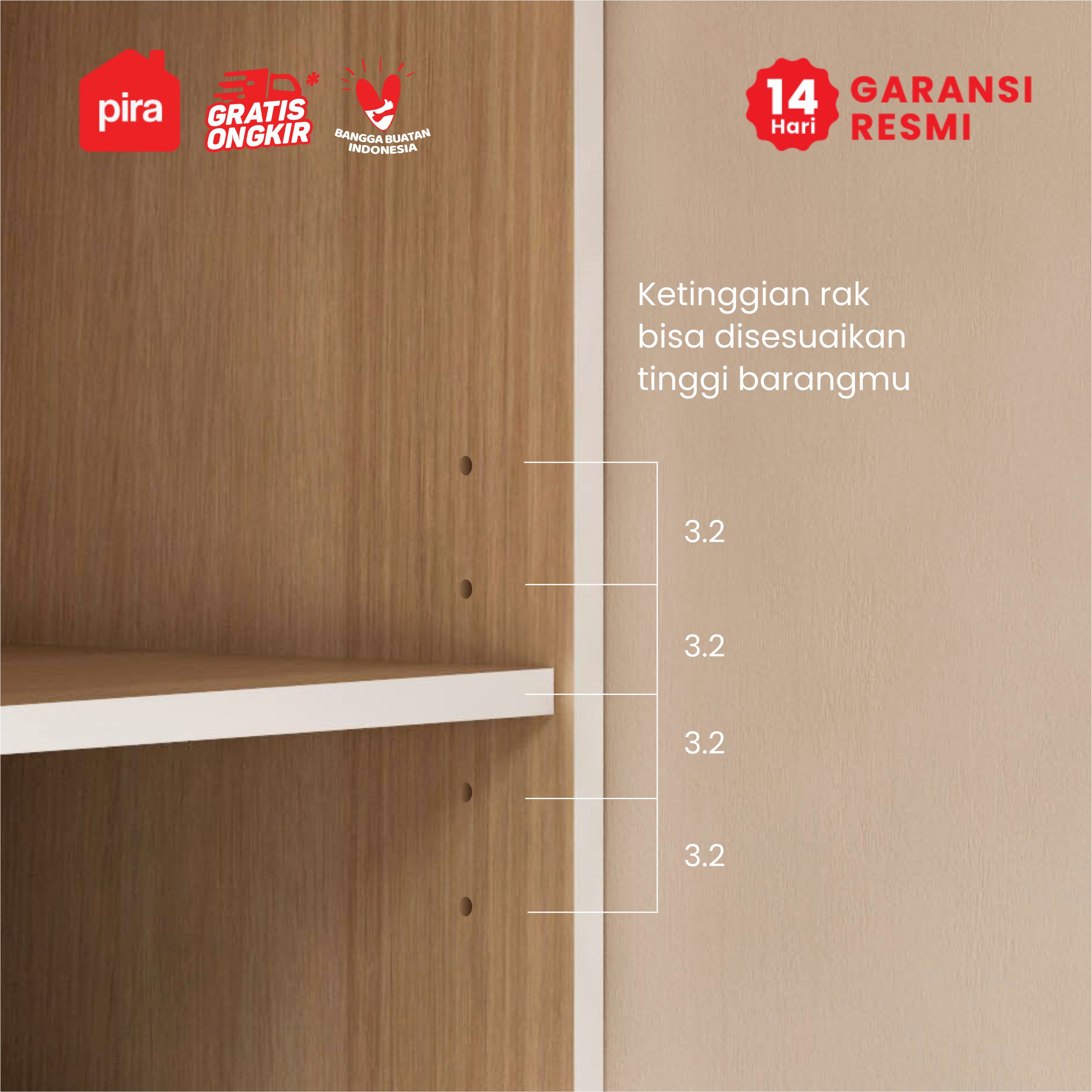 PIRA METROPOLIS - COCINA KCWU120 RB RAK DAPUR / RAK GANTUNG DAPUR / KITCHEN SET ATAS DENGAN RAK BUMBU warna WHITE - PRO OAK - PIRA METROPOLIS - foto 3