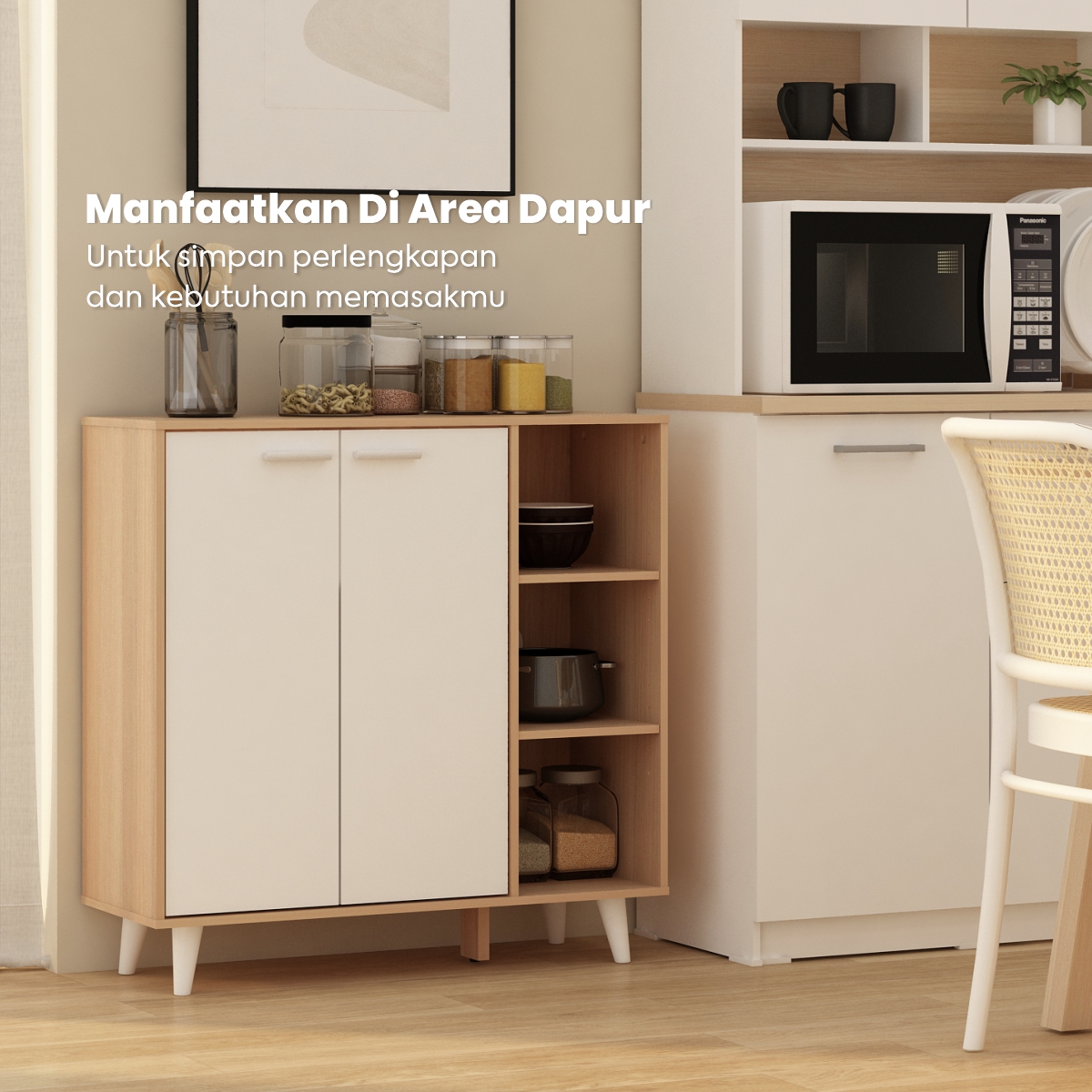 PIRA METROPOLIS OX - BELATRIX SB80 BUFET / LEMARI SERBAGUNA / RAK DAPUR / RAK SEPATU / RAK SERBAGUNA warna PRO OAK - WHITE - PIRA METROPOLIS OX - foto 8