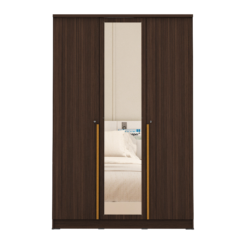 PIRA METROPOLIS -  YONA AVA 3PS LEMARI PAKAIAN 3 PINTU DENGAN LEBIH BANYAK RAK warna AMERICAN WALNUT - GOLD HAIRLINE - PIRA METROPOLIS - foto 7