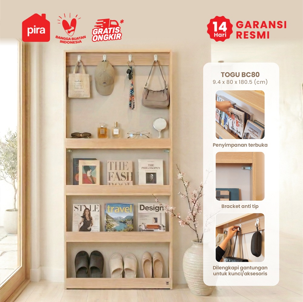 PIRA METROPOLIS - TOGU BC80 RAK BUKU / RAK DINDING / RAK GANTUNG / RAK SUSUN SERBAGUNA warna PRO OAK - PIRA METROPOLIS - foto 1