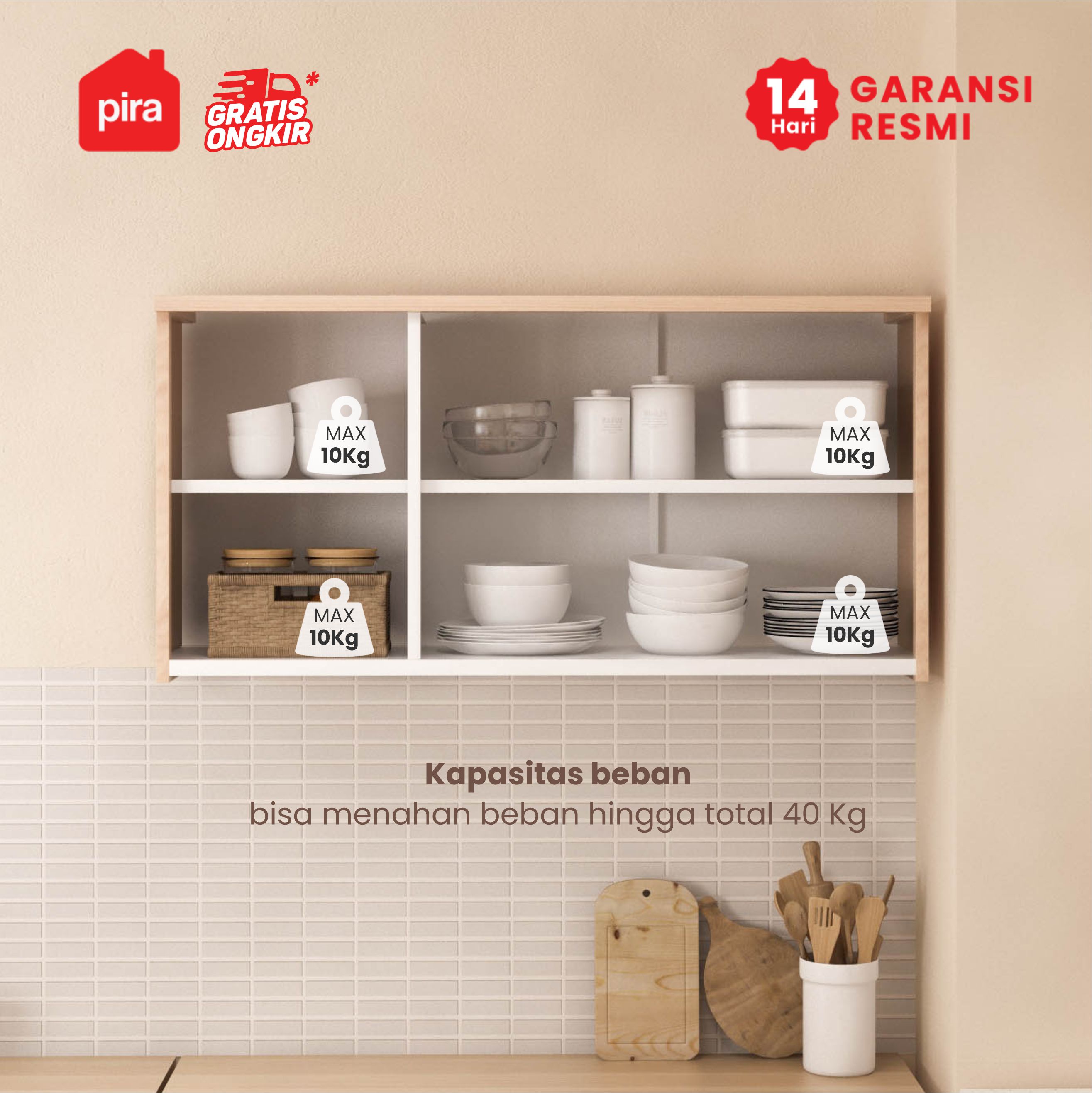 PIRA - CUISI MKCWU KITCHEN SET / RAK DAPUR BESI / LEMARI DAPUR BESI / RAK DAPUR warna PRO OAK - WHITE - PIRA - foto 2