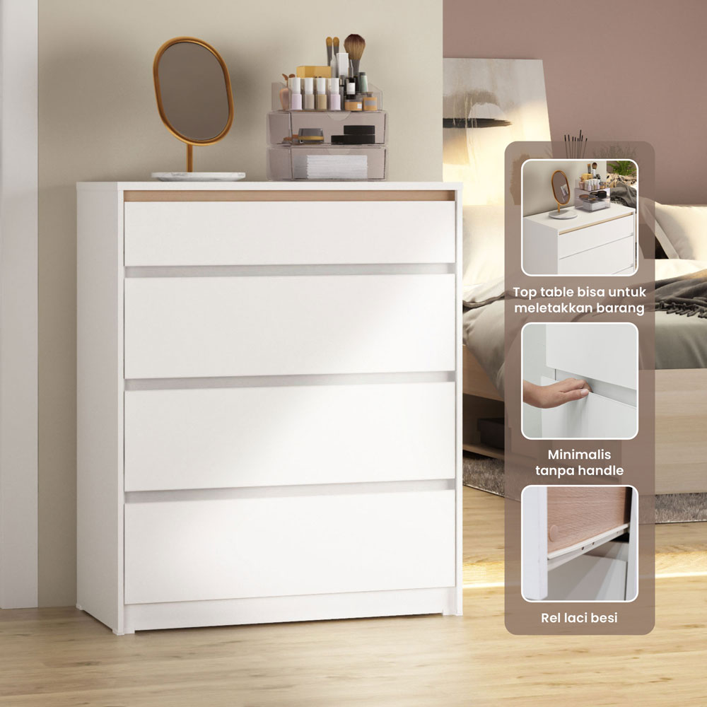 PIRA METROPOLIS OX -  HIRO CH480 LEMARI LACI / LEMARI SUSUN / DRAWER / LACI SUSUN warna WHITE - PRO OAK - PIRA METROPOLIS - foto 1
