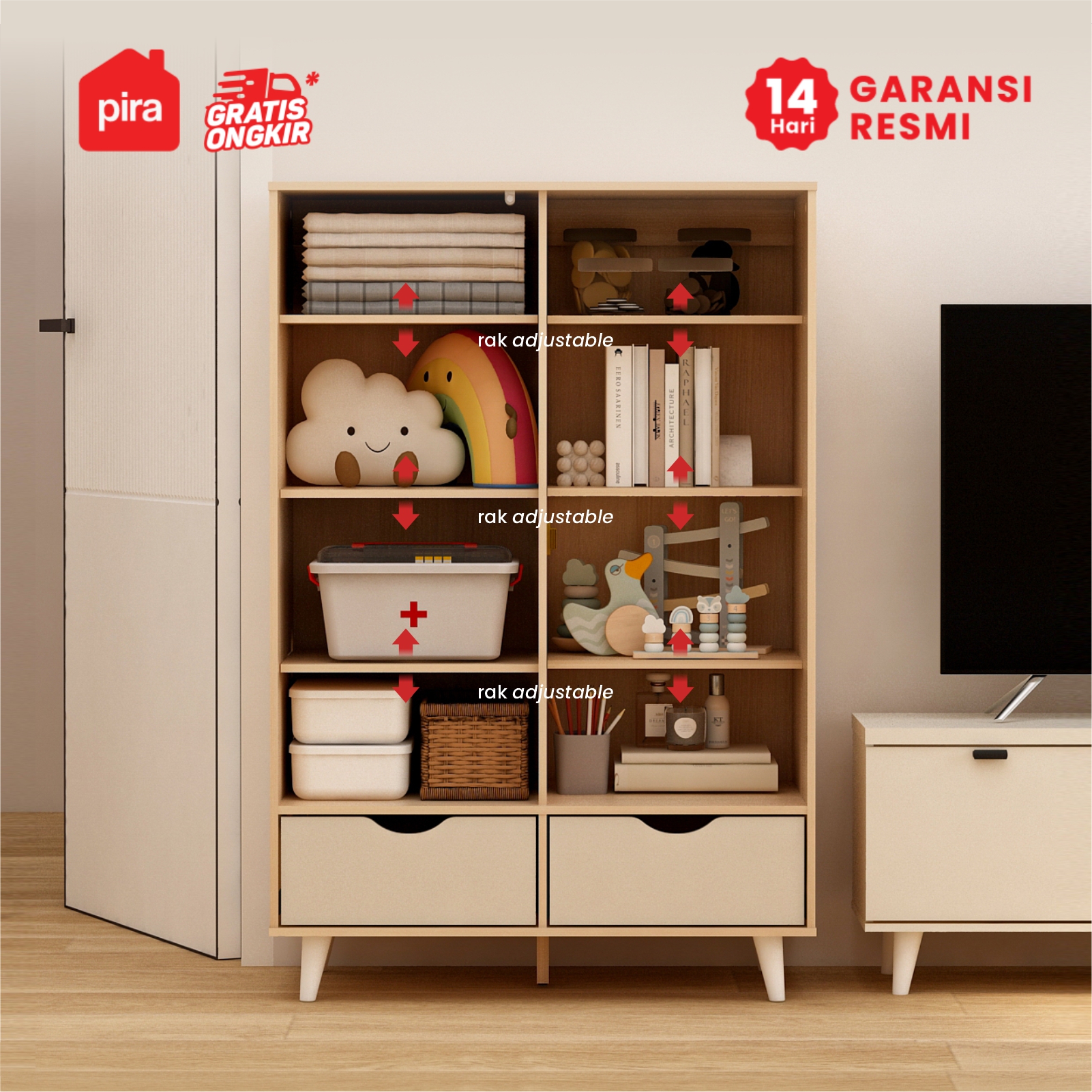 PIRA METROPOLIS - HANZEL RSG80 RAK SERBAGUNA / RAK DISPLAY warna PRO OAK - LIGHT TAUPE - PIRA METROPOLIS - foto 3