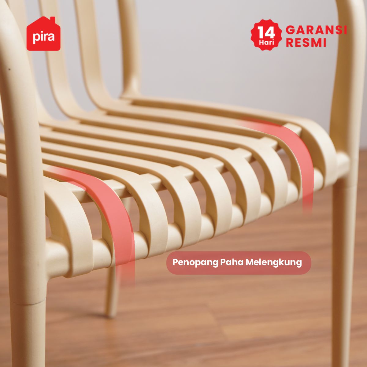 PIRA - CHAI DC KURSI PLASTIK / KURSI MAKAN / KURSI BELAJAR / KURSI SANTAI / KURSI TERAS / KURSI CAFE warna KHAKI - PIRA - foto 5
