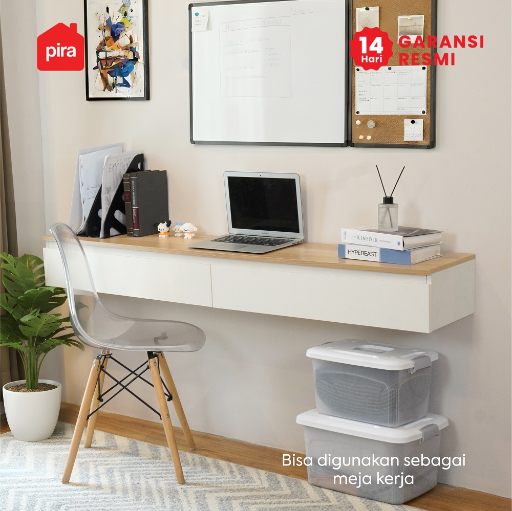 PIRA - LINUS TVG160 MEJA TV / MEJA TV GANTUNG / RAK TV GANTUNG / LEMARI TV GANTUNG warna WHITE SM - PRO OAK - PIRA - foto 9