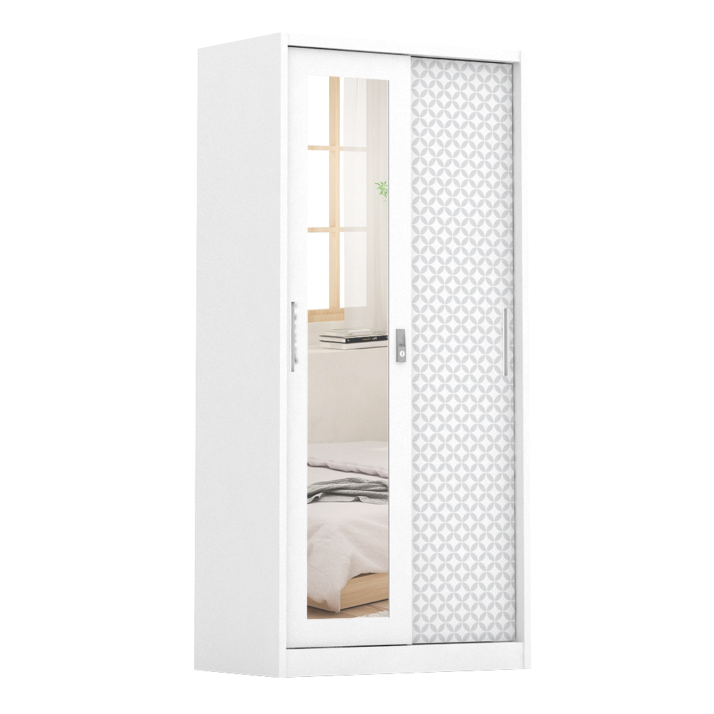 PIRA BAVARIAN - KUNST 90A MWDSL LEMARI PAKAIAN BESI SLIDING / PINTU GESER warna WHITE - BAVARIAN - foto 2
