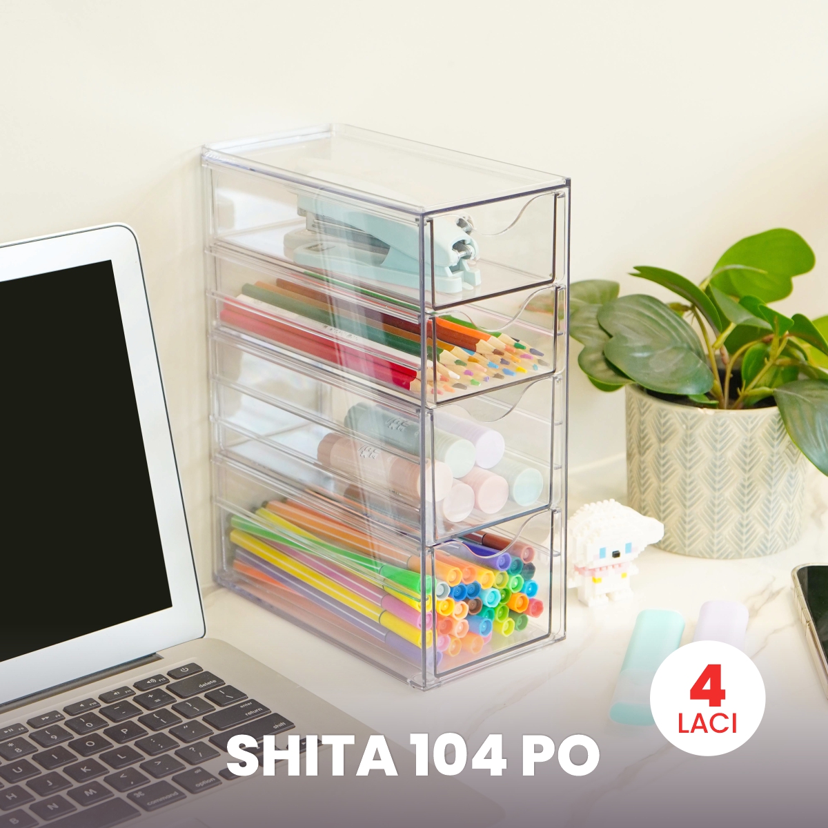 PIRA - SHITA 104 PO ORGANIZER BOX / LACI SUSUN / MINI DRAWER / ORGANIZER LACI / RAK TEMPAT KOSMETIK warna CLEAR - PIRA HOME - foto 1
