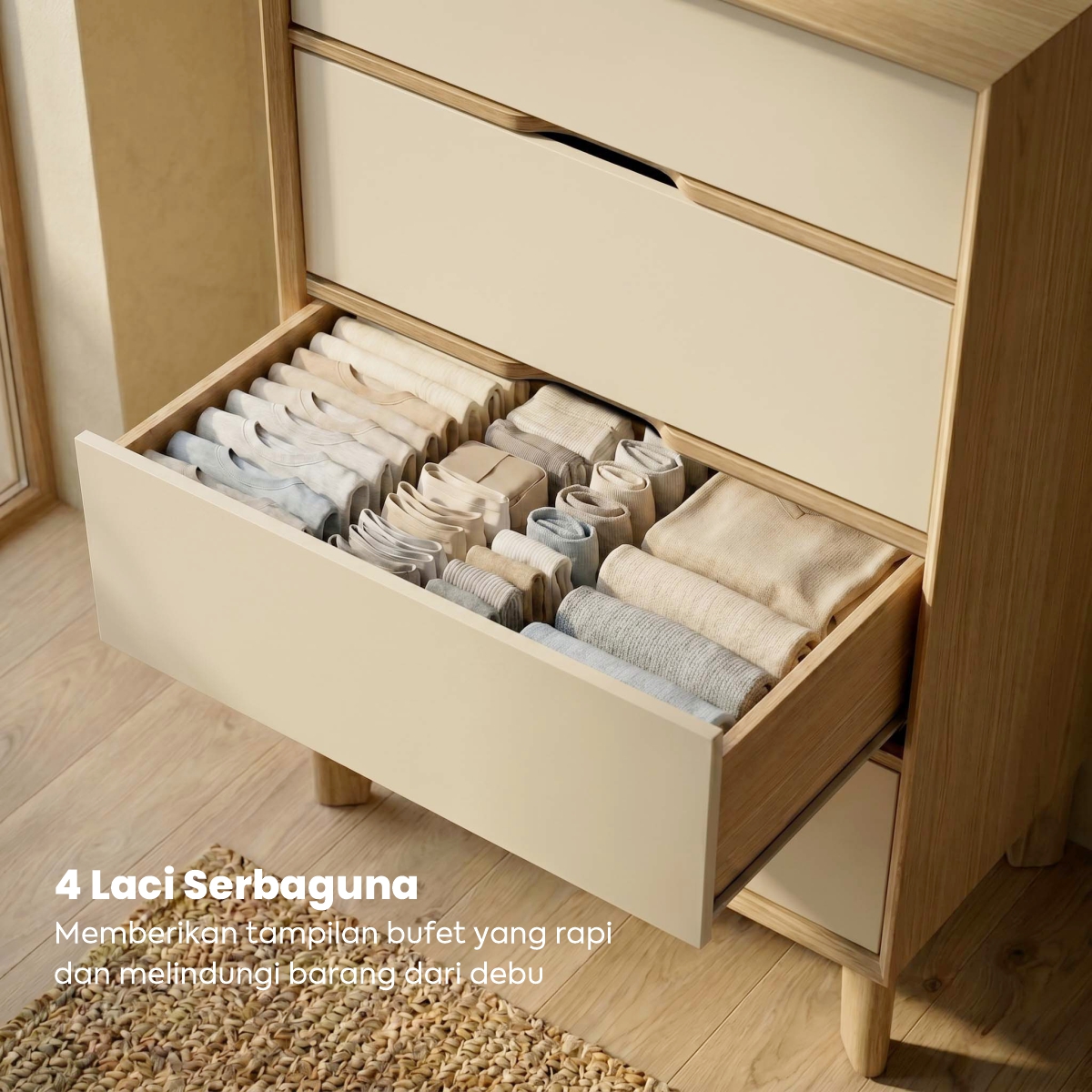 PIRA - LUCA CH4 LEMARI LACI 4 SUSUN / LEMARI SUSUN / DRAWER warna EURO OAK - LIGHT TAUPE - PIRA - foto 6