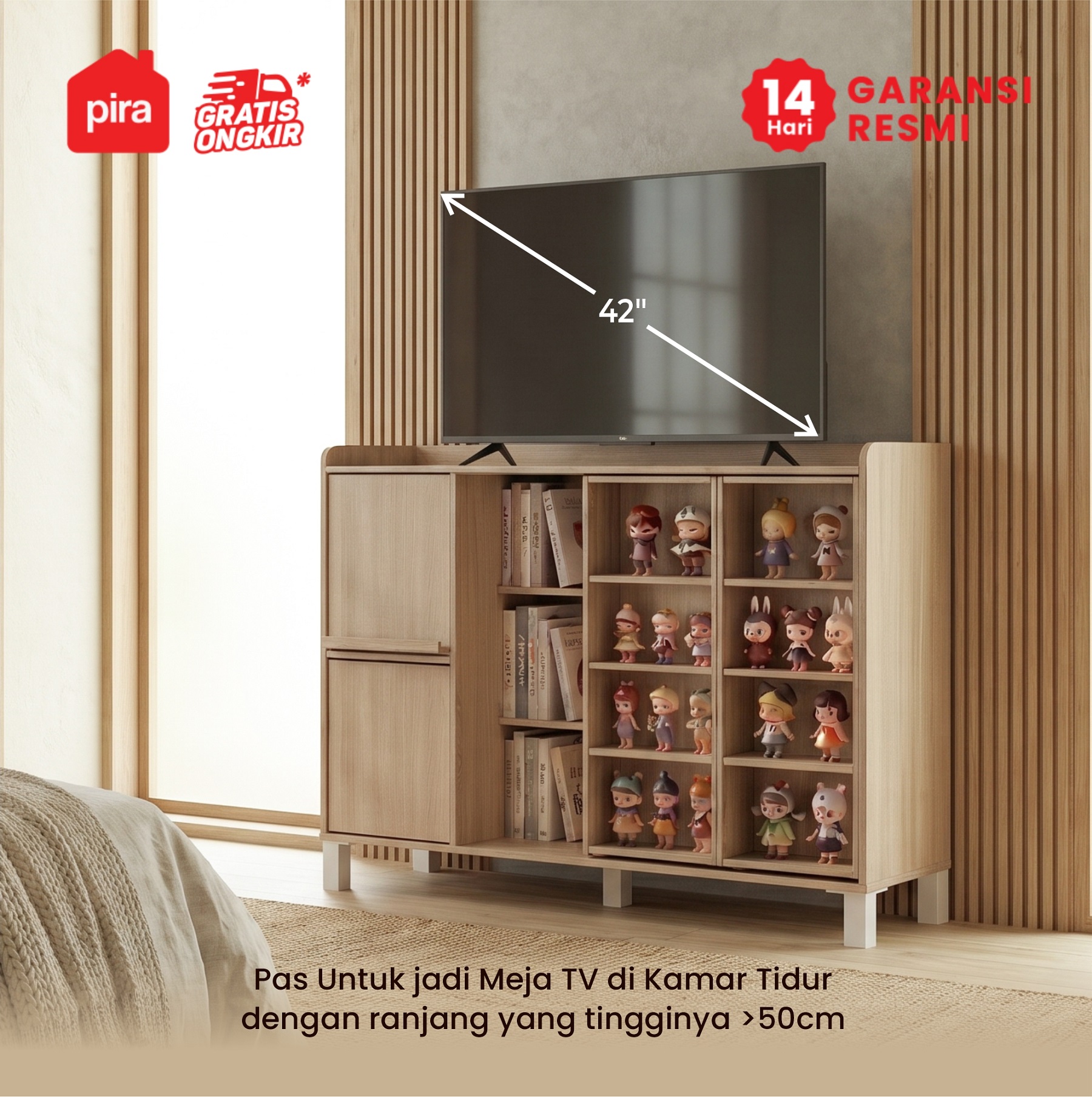 PIRA -  TANA RSG120 BUFET / KABINET / RAK SERBAGUNA / KABINET TV warna PRO OAK - PIRA METROPOLIS - foto 3