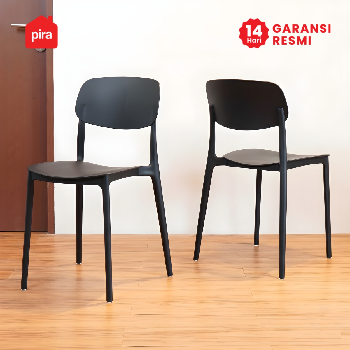 PIRA - HELA DC KURSI PLASTIK / KURSI MAKAN / KURSI BELAJAR / KURSI SANTAI / KURSI TERAS / KURSI CAFE warna BLACK - PIRA - foto 2