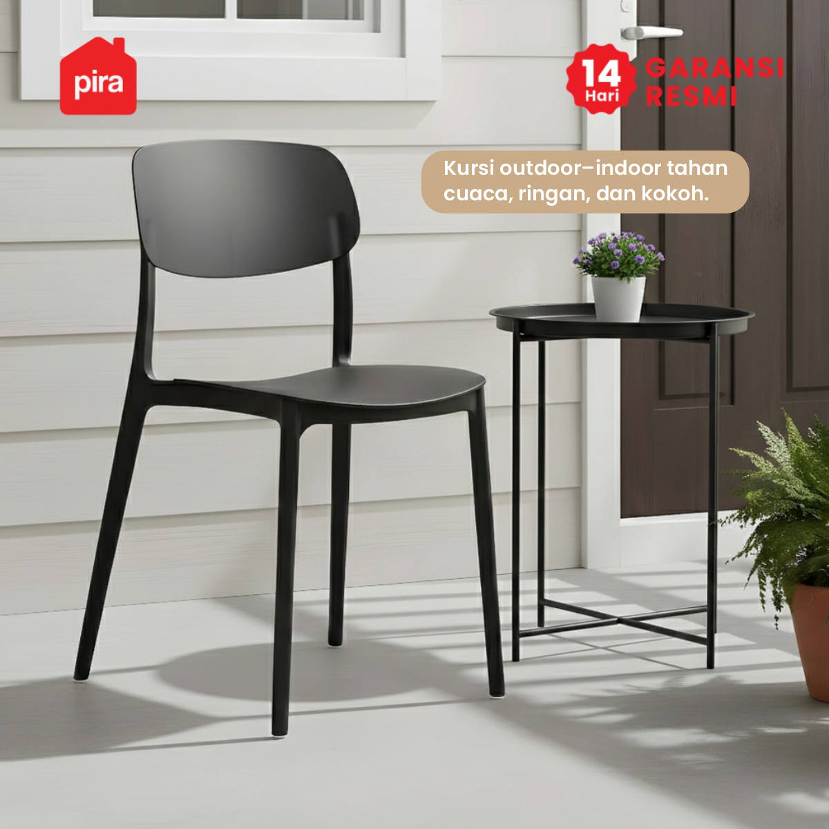 PIRA - HELA DC KURSI PLASTIK / KURSI MAKAN / KURSI BELAJAR / KURSI SANTAI / KURSI TERAS / KURSI CAFE warna BLACK - PIRA - foto 1