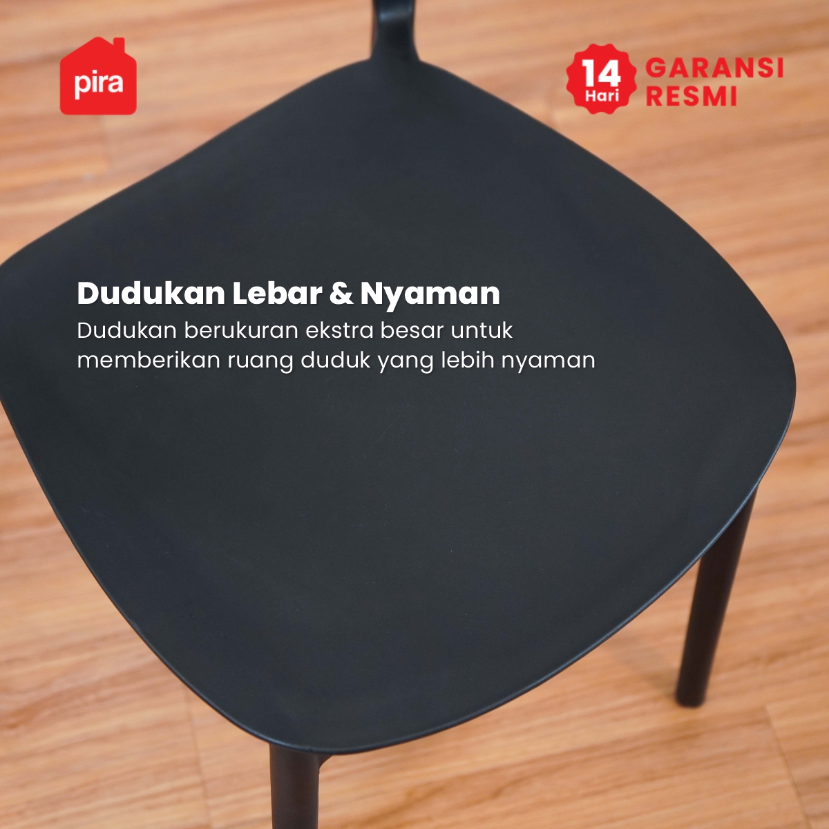 PIRA - HELA DC KURSI PLASTIK / KURSI MAKAN / KURSI BELAJAR / KURSI SANTAI / KURSI TERAS / KURSI CAFE warna BLACK - PIRA - foto 4