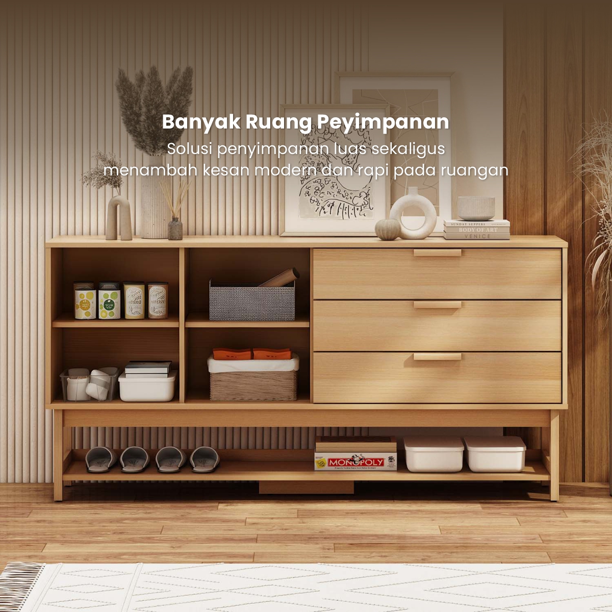 PIRA - TAKA SB160 RT BUFET / SIDEBOARD / LEMARI KABINET / MEJA TV warna PRO OAK - PIRA - foto 4