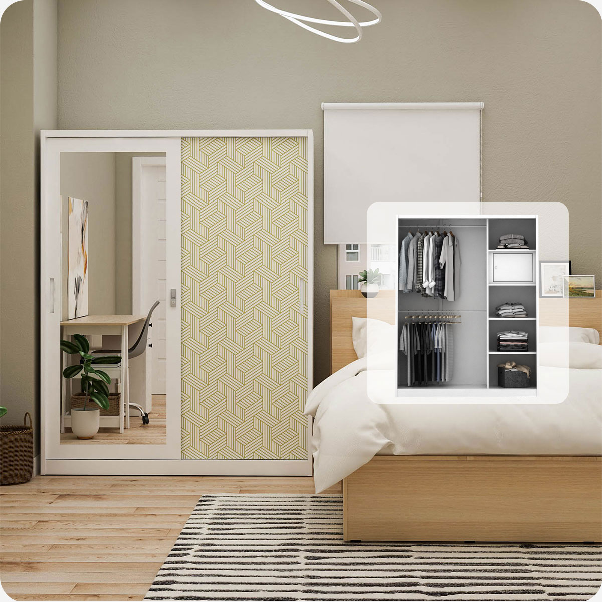 PIRA METROPOLIS - STAHL 150 A MWDSL LEMARI PAKAIAN BESI SLIDING / PINTU GESER warna WHITE - METROPOLIS - foto 1