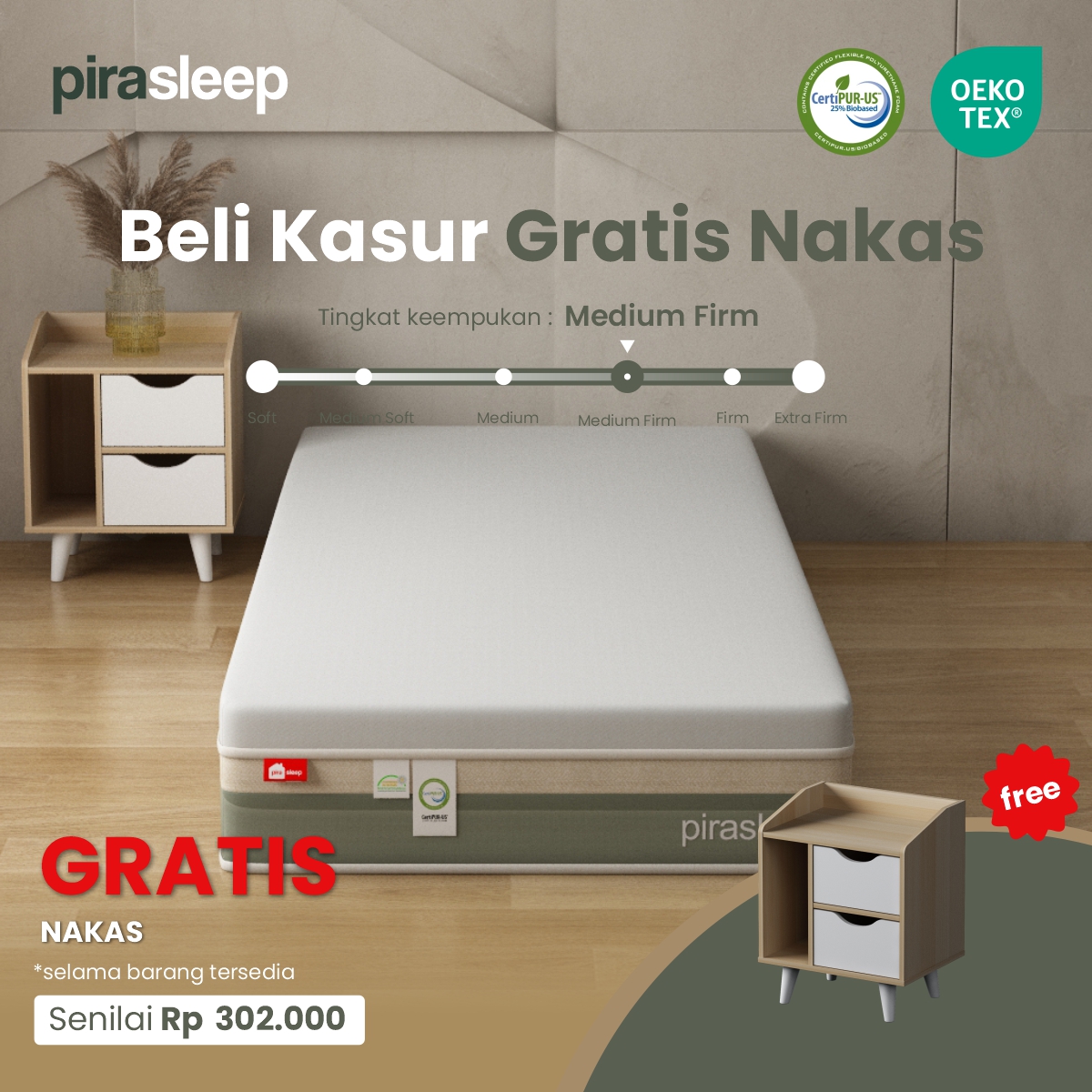 PIRA SLEEP 1 FEPS MF100 WHITE - CREAM + FUJI NS40 PRO OAK - WHITE - foto 1