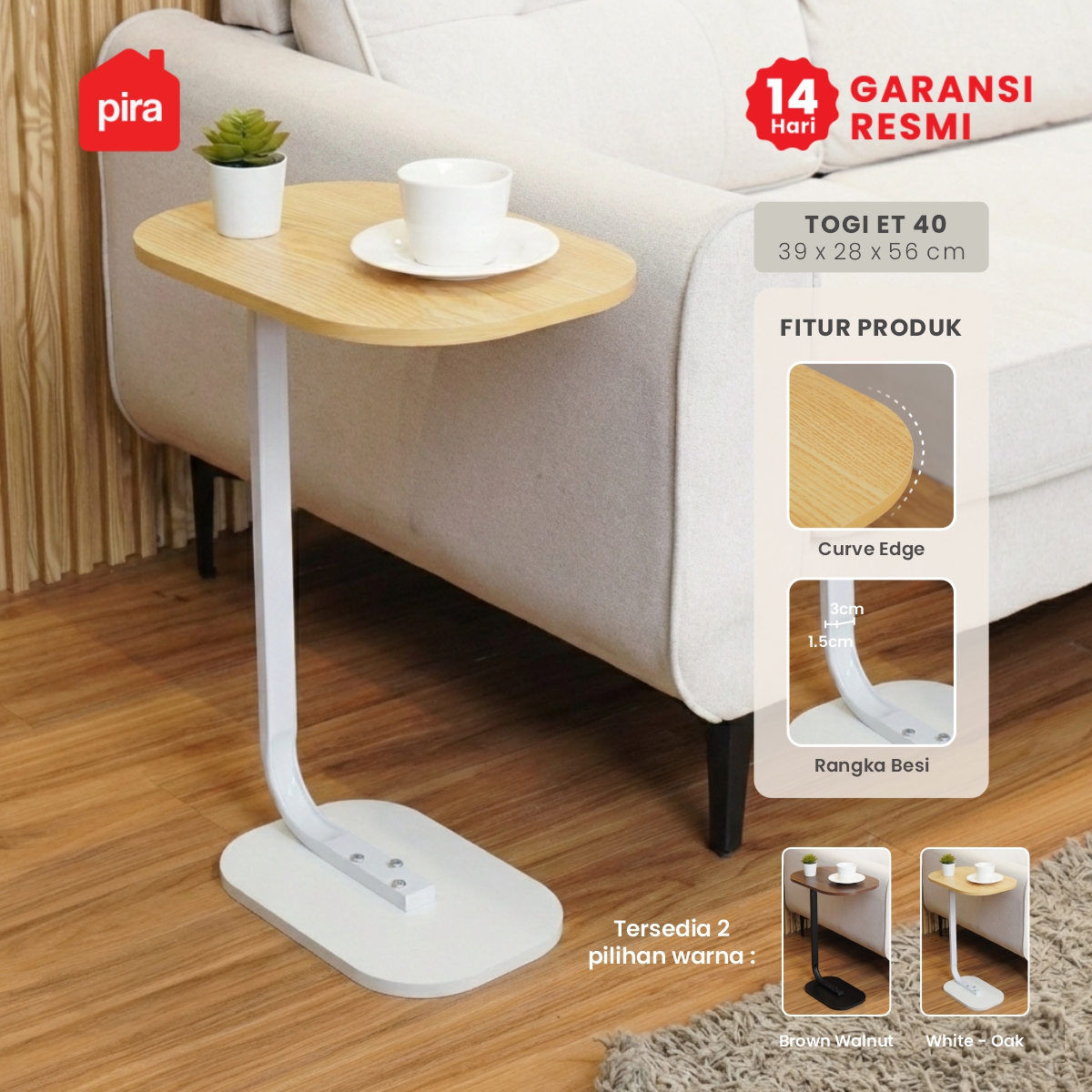 PIRA - TOGI ET40 MEJA KOPI / MEJA KECIL / MEJA SUDUT SOFA / MEJA SAMPING warna WHITE - PIRA - foto 1