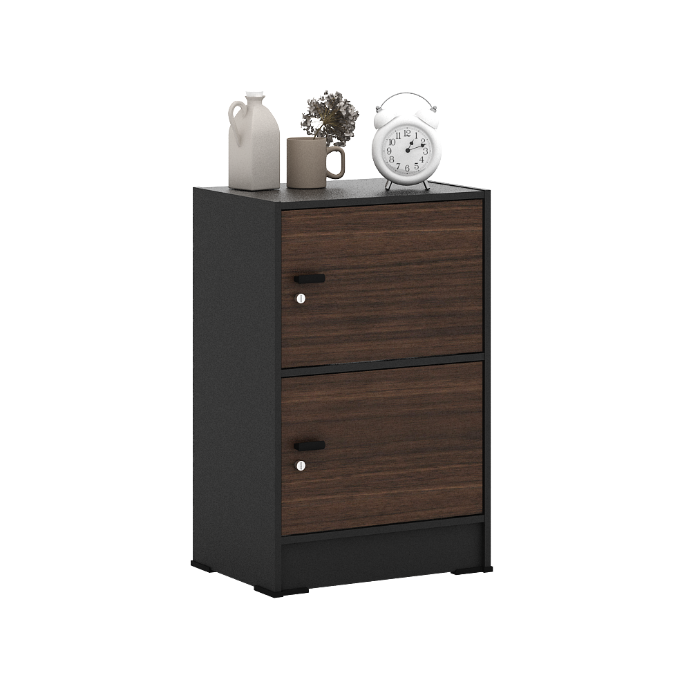 PIRA METROPOLIS OX -  ARUNA RSG2 RAK SERBAGUNA / RAK SUSUN 2 PINTU warna BLACK - AMERICAN WALNUT - PIRA METROPOLIS OX - foto 3
