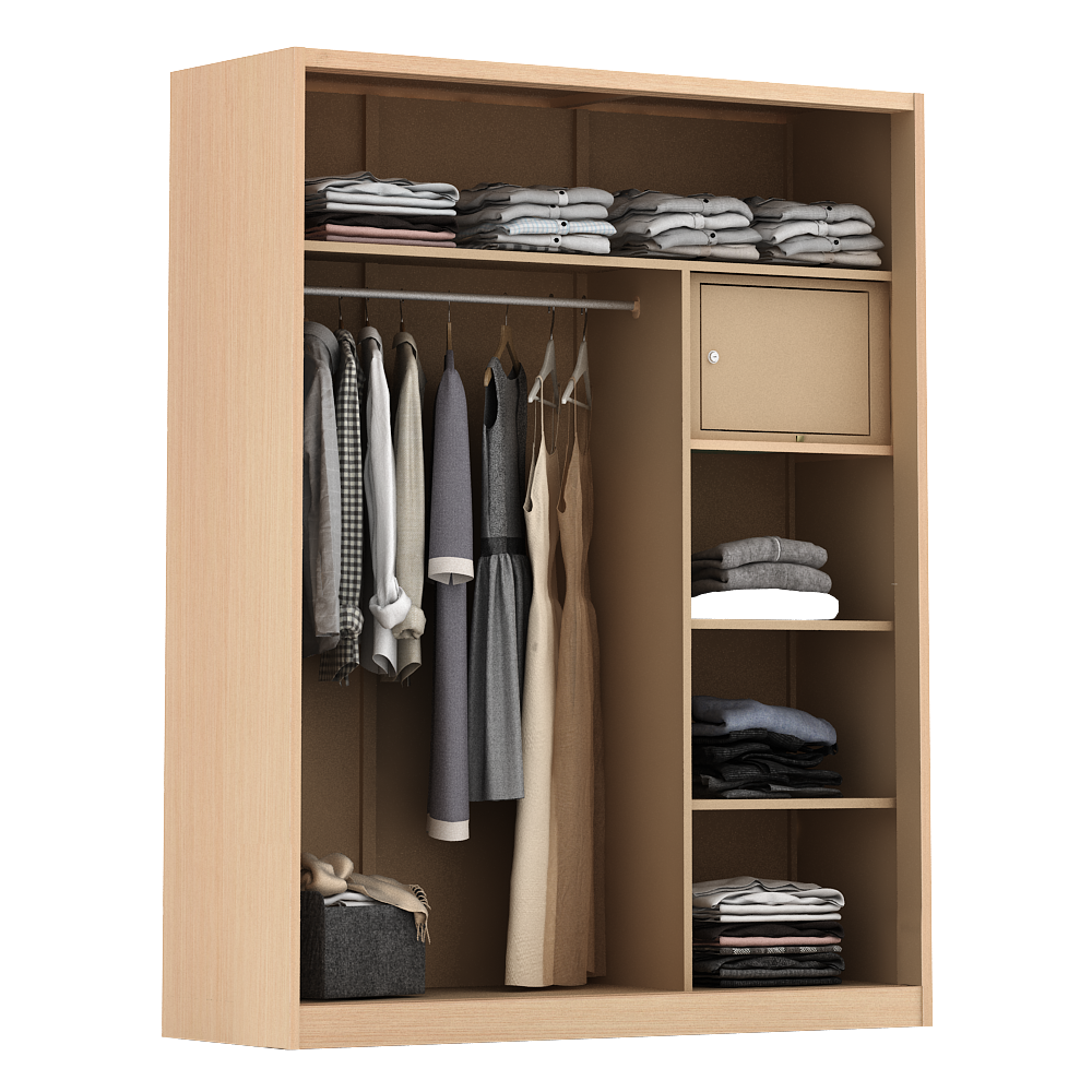 PIRA - ASHTON 150 MWDSL LEMARI PAKAIAN BESI SLIDING / GESER MOTIF KAYU warna LIGHT ASH - WHITE - PIRA - foto 7