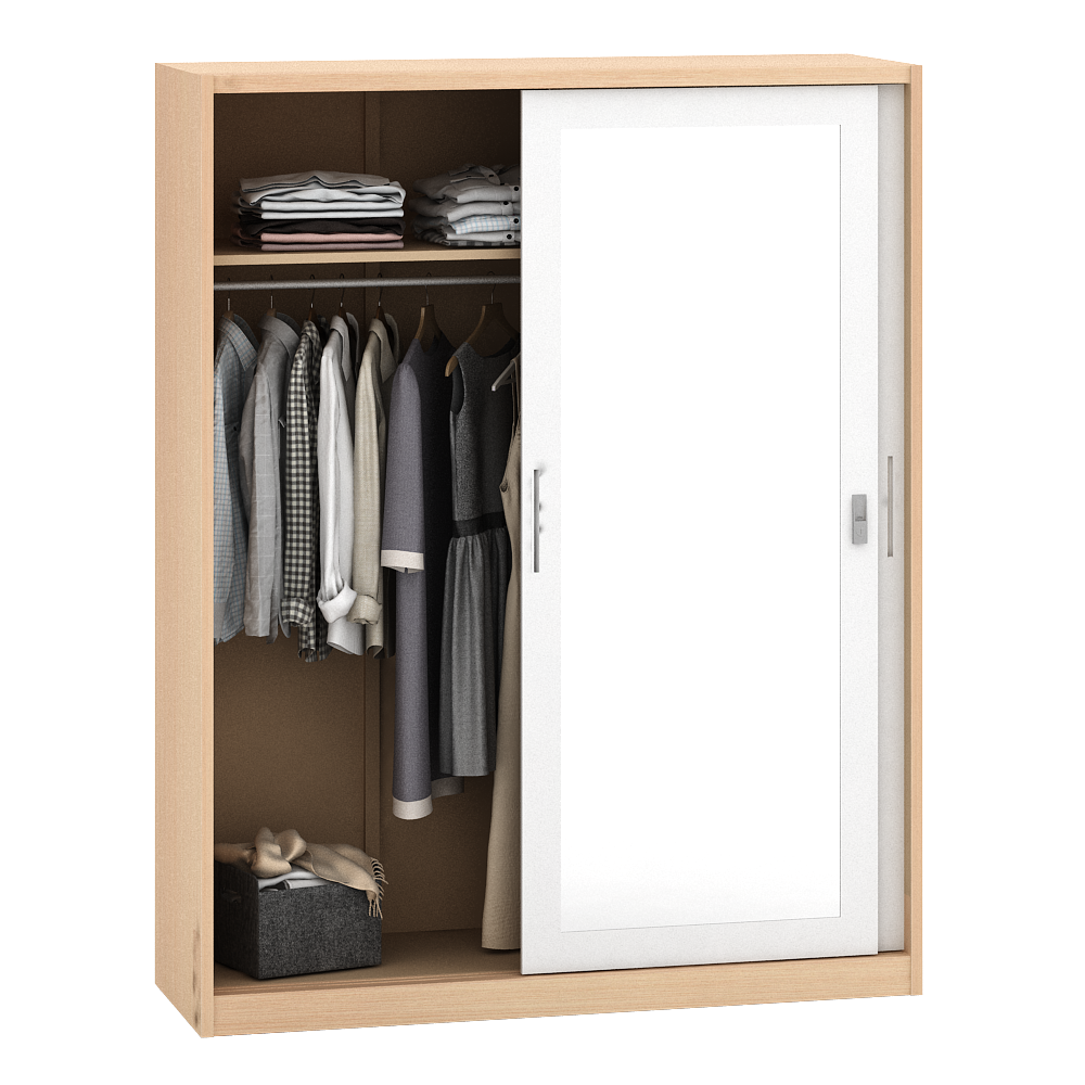 PIRA - ASHTON 150 MWDSL LEMARI PAKAIAN BESI SLIDING / GESER MOTIF KAYU warna LIGHT ASH - WHITE - PIRA - foto 4