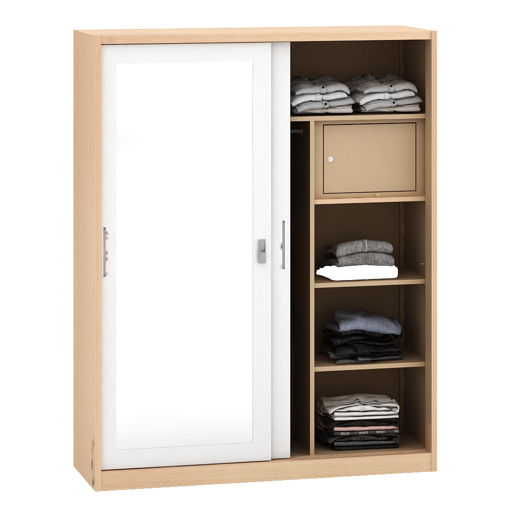 PIRA - ASHTON 150 MWDSL LEMARI PAKAIAN BESI SLIDING / GESER MOTIF KAYU warna LIGHT ASH - WHITE - PIRA - foto 5