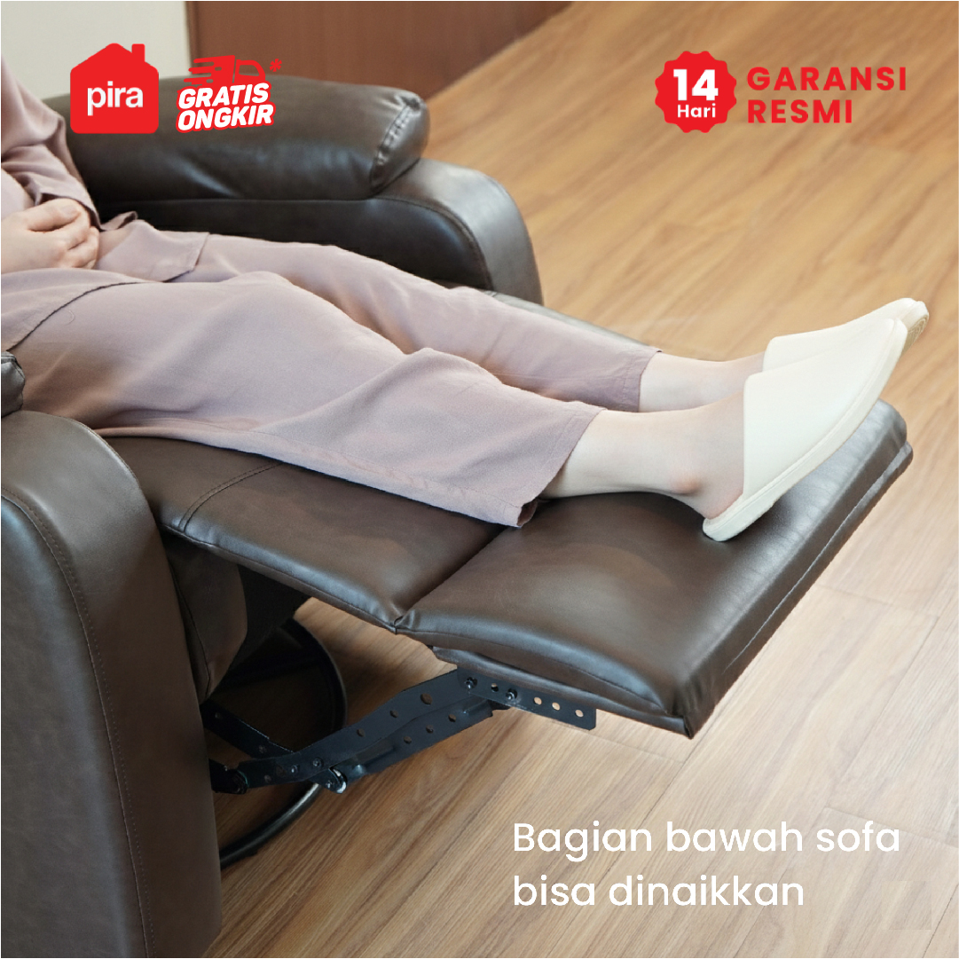 PIRA - GORO 1 RS SOFA / SOFA RECLINER / SOFA RECLINER 1 SEATER DENGAN FITUR ROCKING (AYUN) DAN SWIVEL warna DARK BROWN - PIRA - foto 9