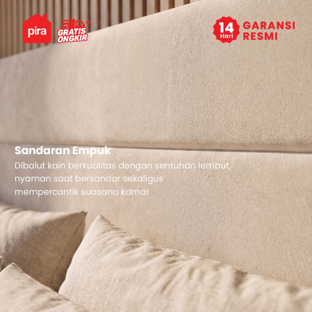 PIRA - PALMA BD160 PLATFORM BED / DIPAN / DIPAN TEMPAT TIDUR / RANJANG KASUR / DIPAN DENGAN LACI PENYIMPANAN warna CREAM - PIRA - foto 6