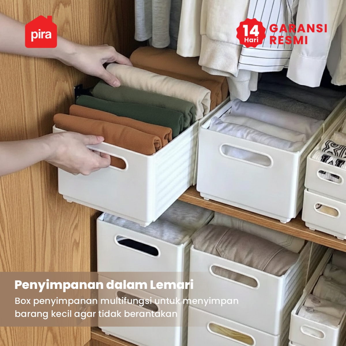 PIRA - NORI PSD SEKAT LACI PEMBATAS / KOTAK PENYIMPANAN EXPANDABLE / STORAGE ORGANIZER SERBAGUNA warna CREAM - PIRA - foto 5