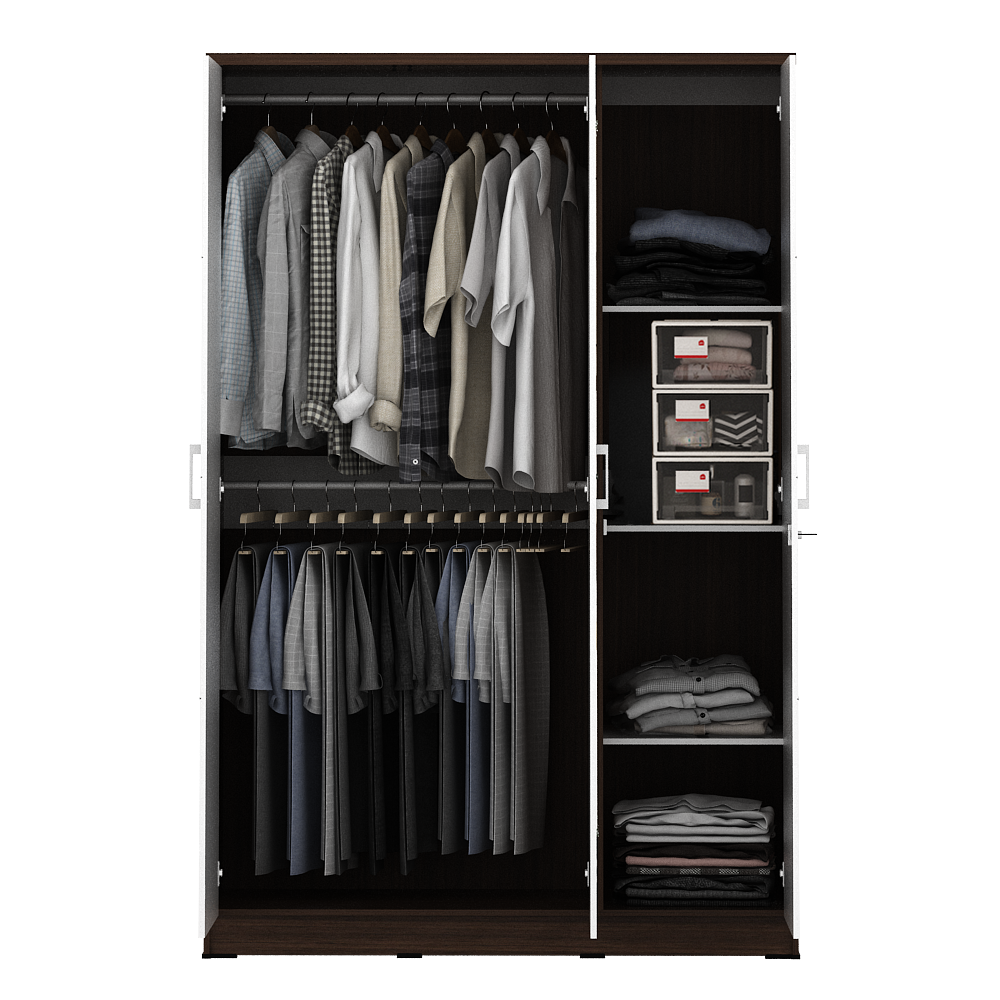 PIRA METROPOLIS - ALBA BAZ 3MN LT LEMARI PAKAIAN 3 PINTU warna AMERICAN WALNUT - WHITE - METROPOLIS - foto 6