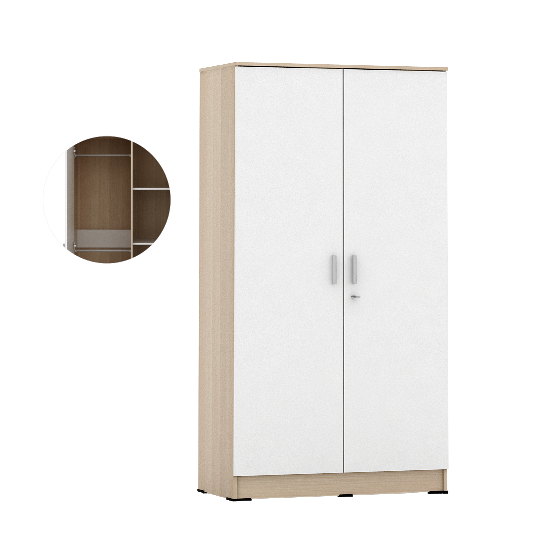 PIRA METROPOLIS OX -  ARUNA 2PM LEMARI PAKAIAN MEDIUM 2 PINTU warna PRO OAK - WHITE - PIRA METROPOLIS OX - foto 7