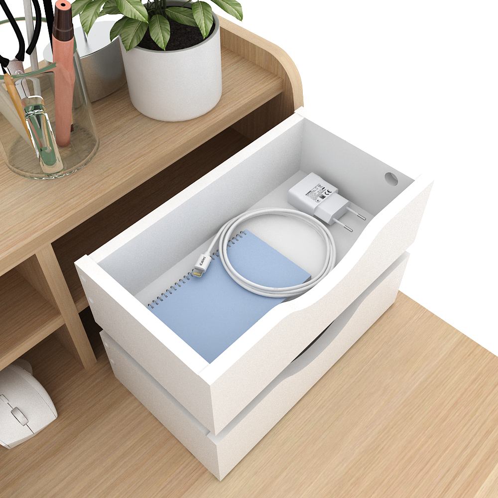 PIRA - TYRO DK120 MEJA KERJA / MEJA BELAJAR warna WHITE - PRO OAK - PIRA - foto 10