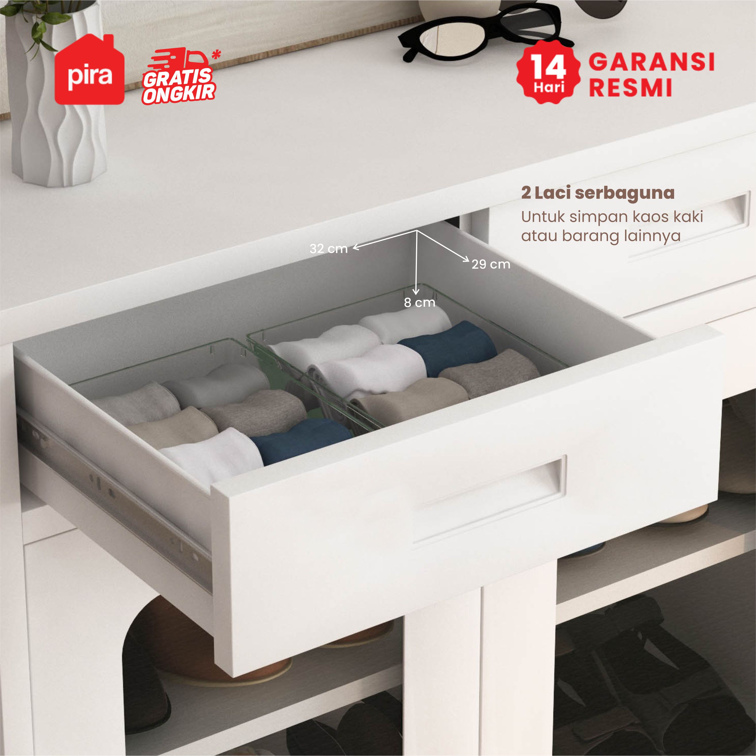 PIRA - BOLT MSR DR P RAK SEPATU BESI / LEMARI SEPATU / RAK BESI SERBAGUNA warna WHITE - PIRA - foto 5