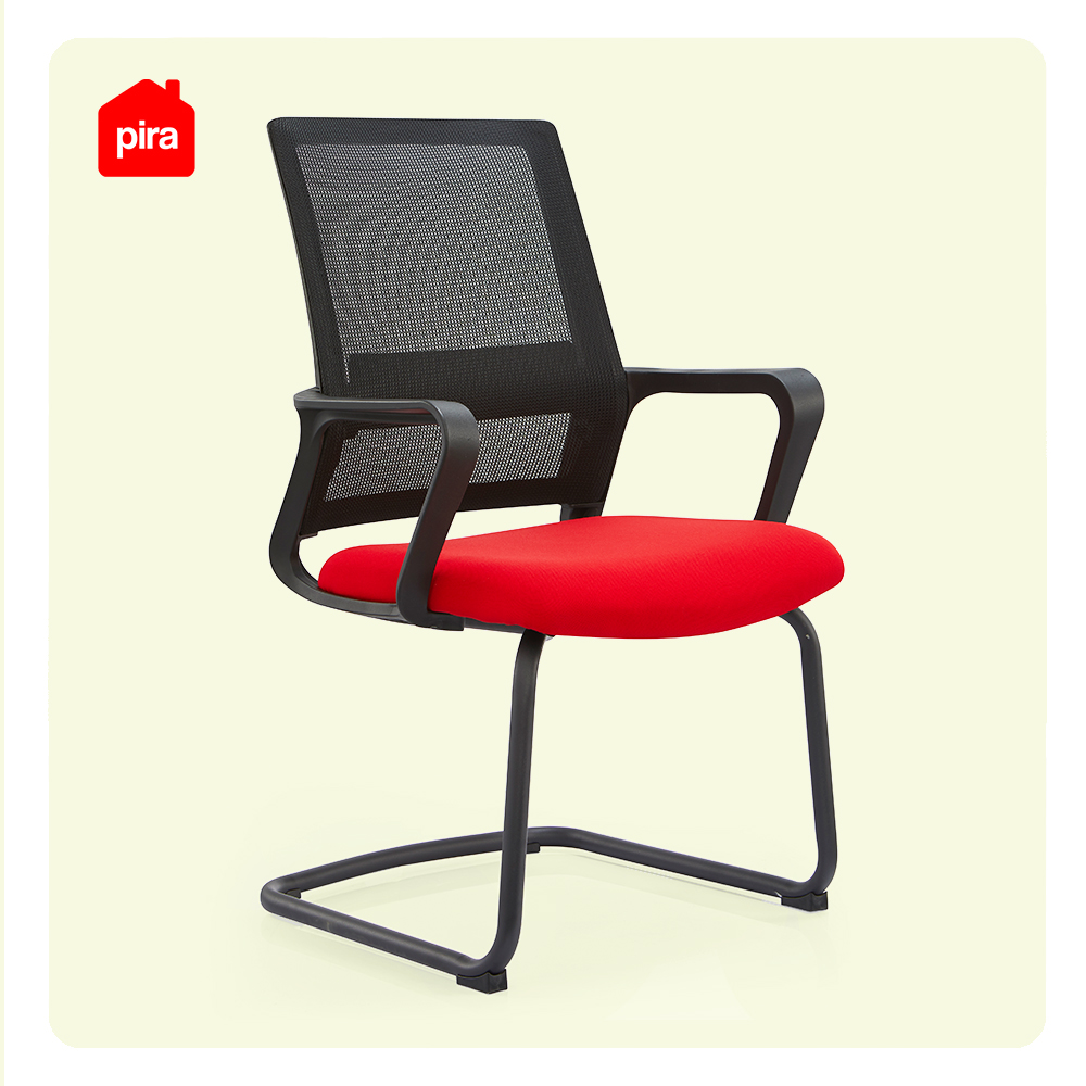 PIRA WORK - REY VC KURSI HADAP / KURSI MEETING / KURSI KERJA / KURSI KANTOR warna BLACK - RED - WERK - foto 1