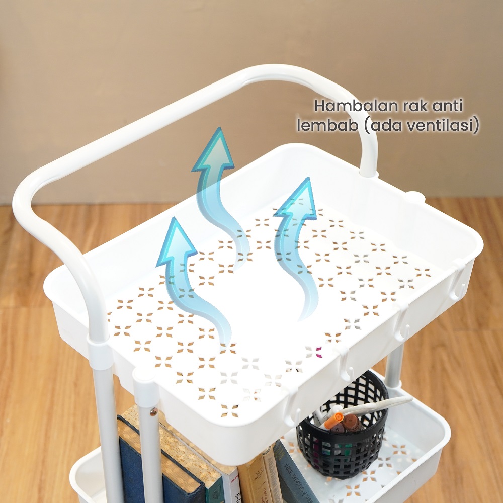 PIRA METROPOLIS -  KOJI PKT3 RAK TROLI / RAK PENYIMPANAN / RAK SERBAGUNA / RAK PLASTIK SUSUN DENGAN RODA warna WHITE - PIRA METROPOLIS - foto 6