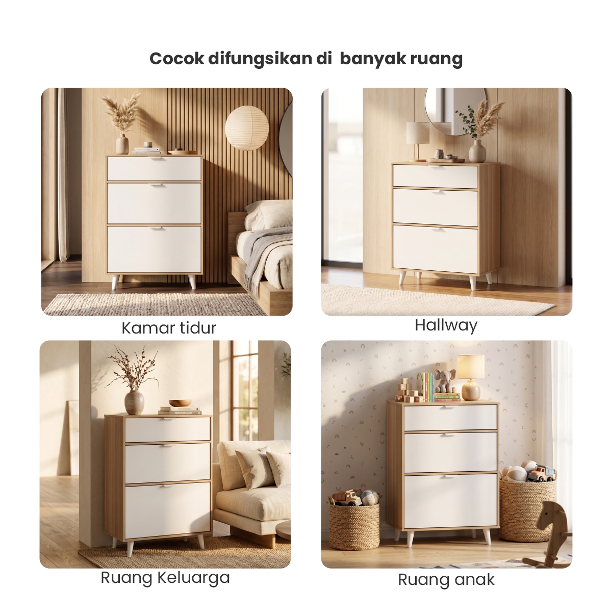 PIRA METROPOLIS OX - BELATRIX CH3 LEMARI LACI / DRAWER / LEMARI SUSUN warna PRO OAK - WHITE - PIRA METROPOLIS - foto 8