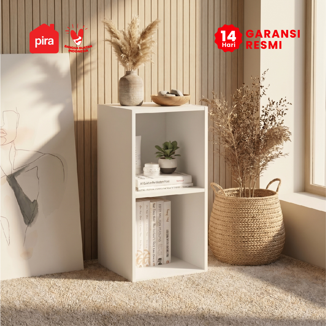 PIRA METROPOLIS - HAKO SU 2X1 RAK 2 SUSUN / RAK SUSUN SERBAGUNA / RAK BUKU warna WHITE - PIRA METROPOLIS - foto 1