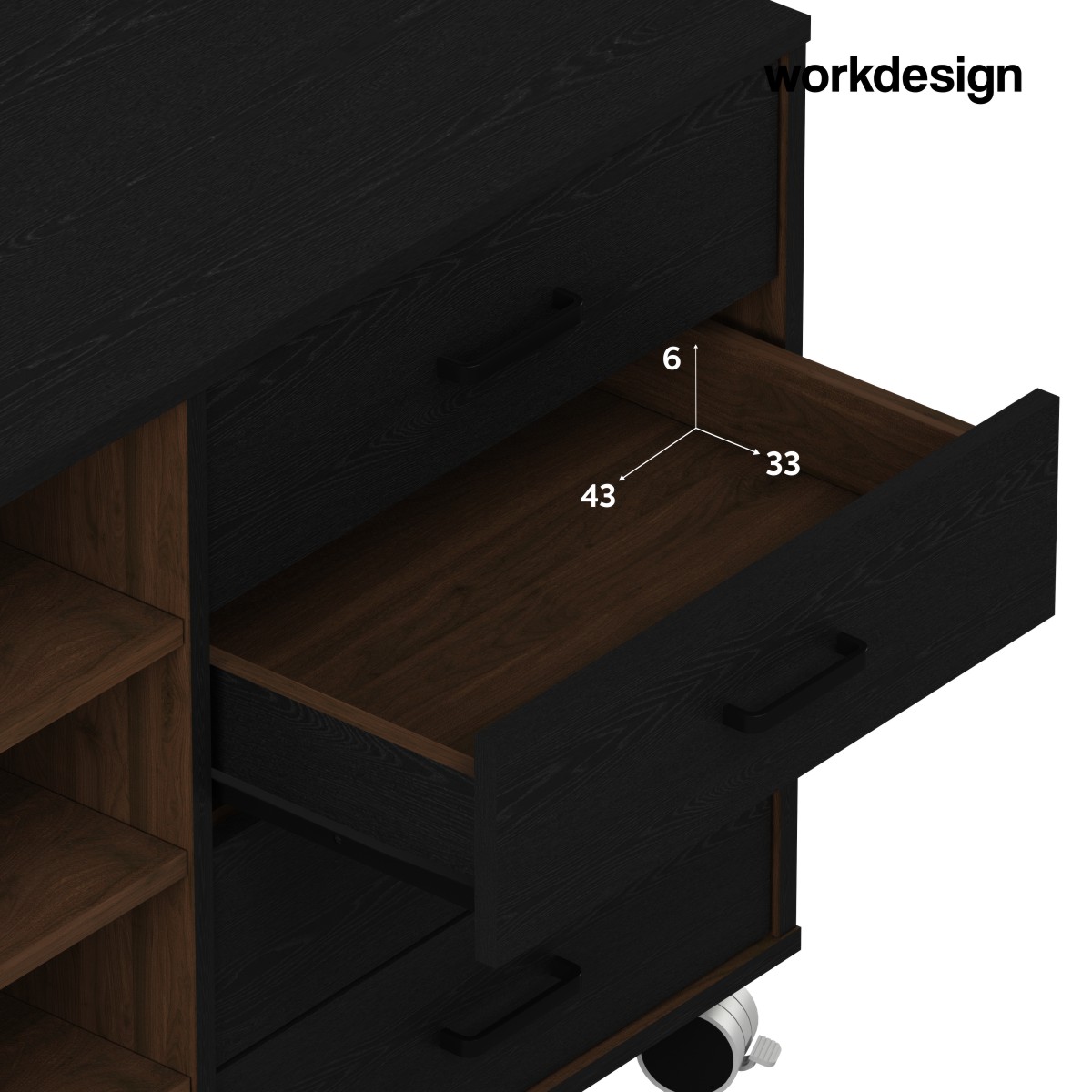 WORKDESIGN CODA PD80 PEDESTAL / LEMARI LACI / LEMARI ARSIP KANTOR warna BLACK OAK - WORKDESIGN - foto 3