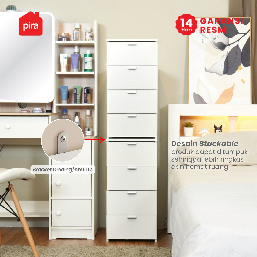 PIRA METROPOLIS - LUNAR CH4 LEMARI LACI 4 SUSUN / DRAWER warna WHITE - PIRA METROPOLIS - foto 8