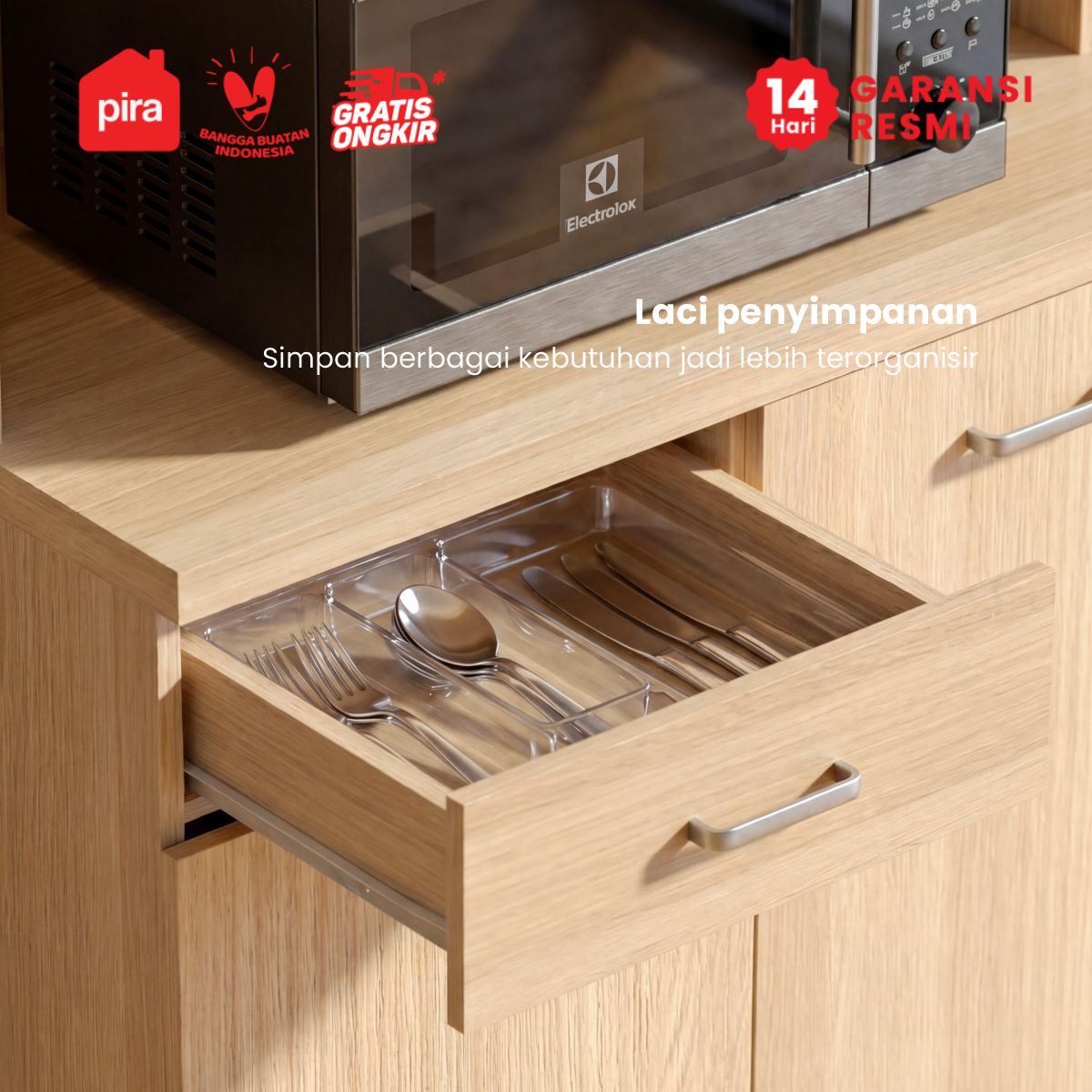 PIRA - NAKAU KCDT80 LEMARI DAPUR / RAK DAPUR / KITCHEN SET / KABINET DAPUR DENGAN MEJA MAKAN warna PRO OAK - PIRA - foto 7