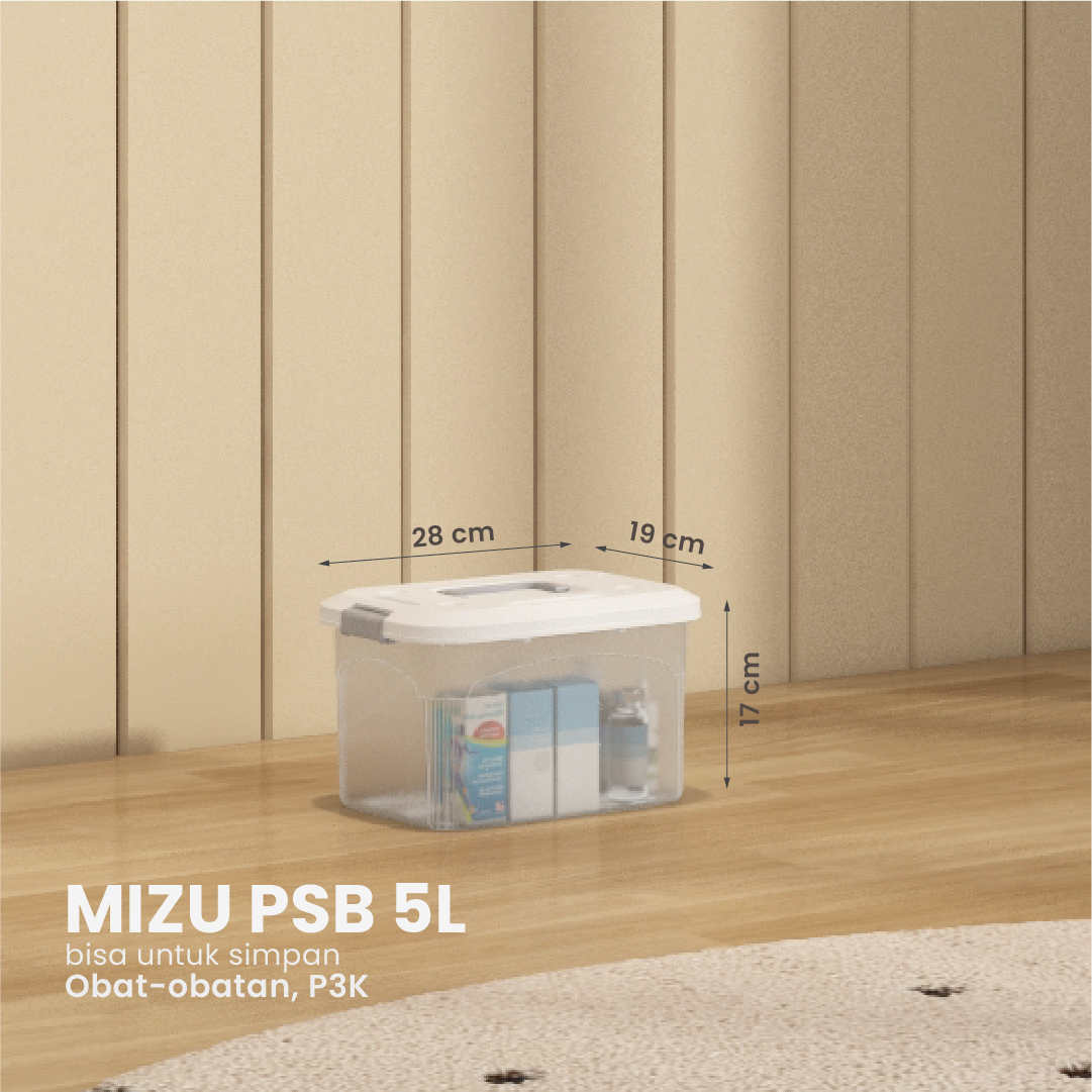 PIRA HOME - MIZU PSB 5L CONTAINER BOX / BOX PLASTIK / KOTAK PENYIMPANAN warna CLEAR WHITE - PIRA HOME - foto 1