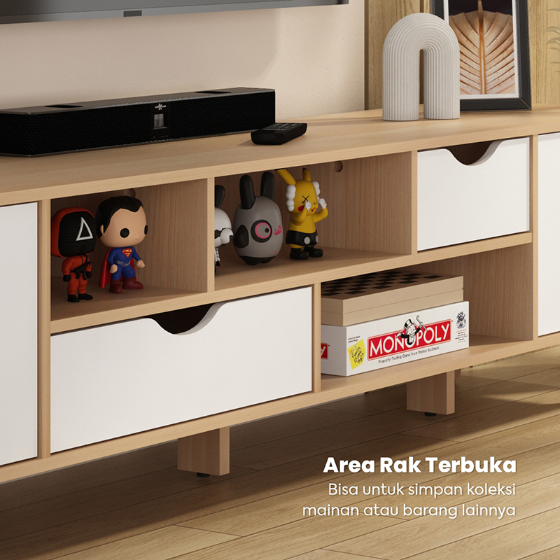 PIRA METROPOLIS - FUJI TV1500 MEJA TV / RAK TV / LEMARI TV warna PRO OAK - WHITE - PIRA METROPOLIS - foto 3