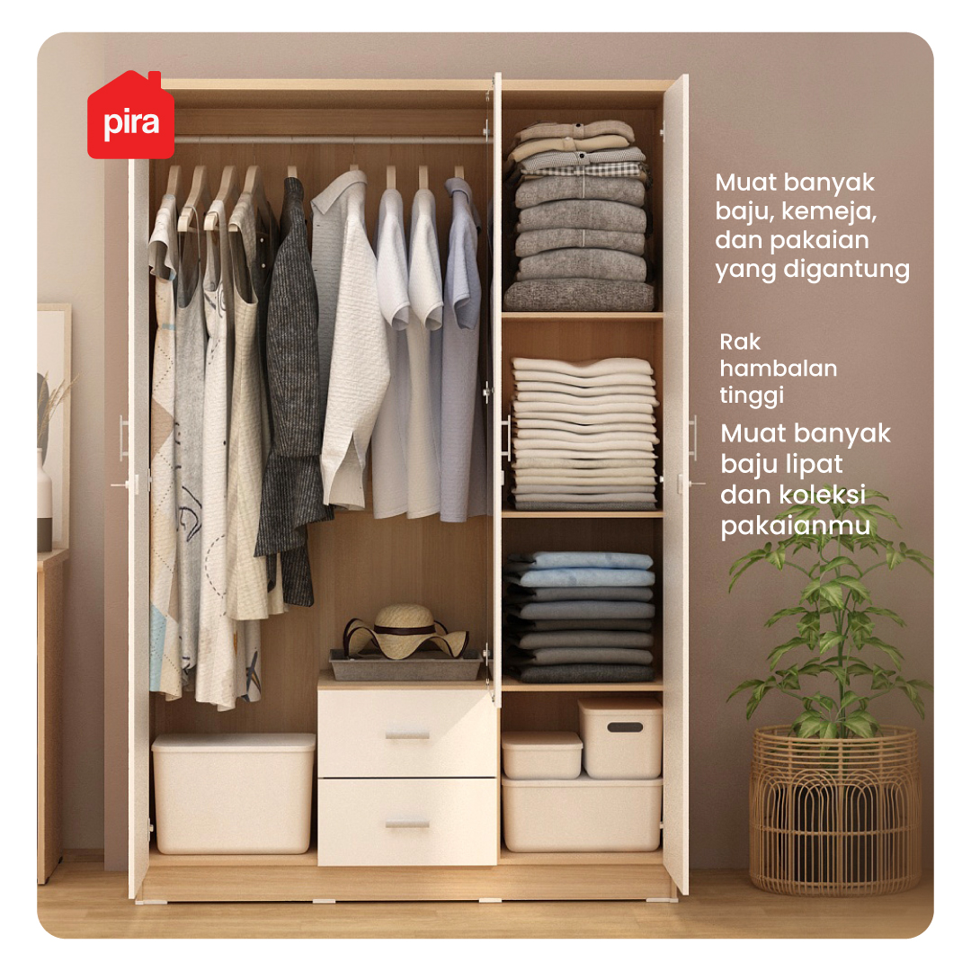 PIRA METROPOLIS OX -  ASTA 3PL A LEMARI PAKAIAN 3 PINTU warna WHITE - PRO OAK - PIRA METROPOLIS - foto 2