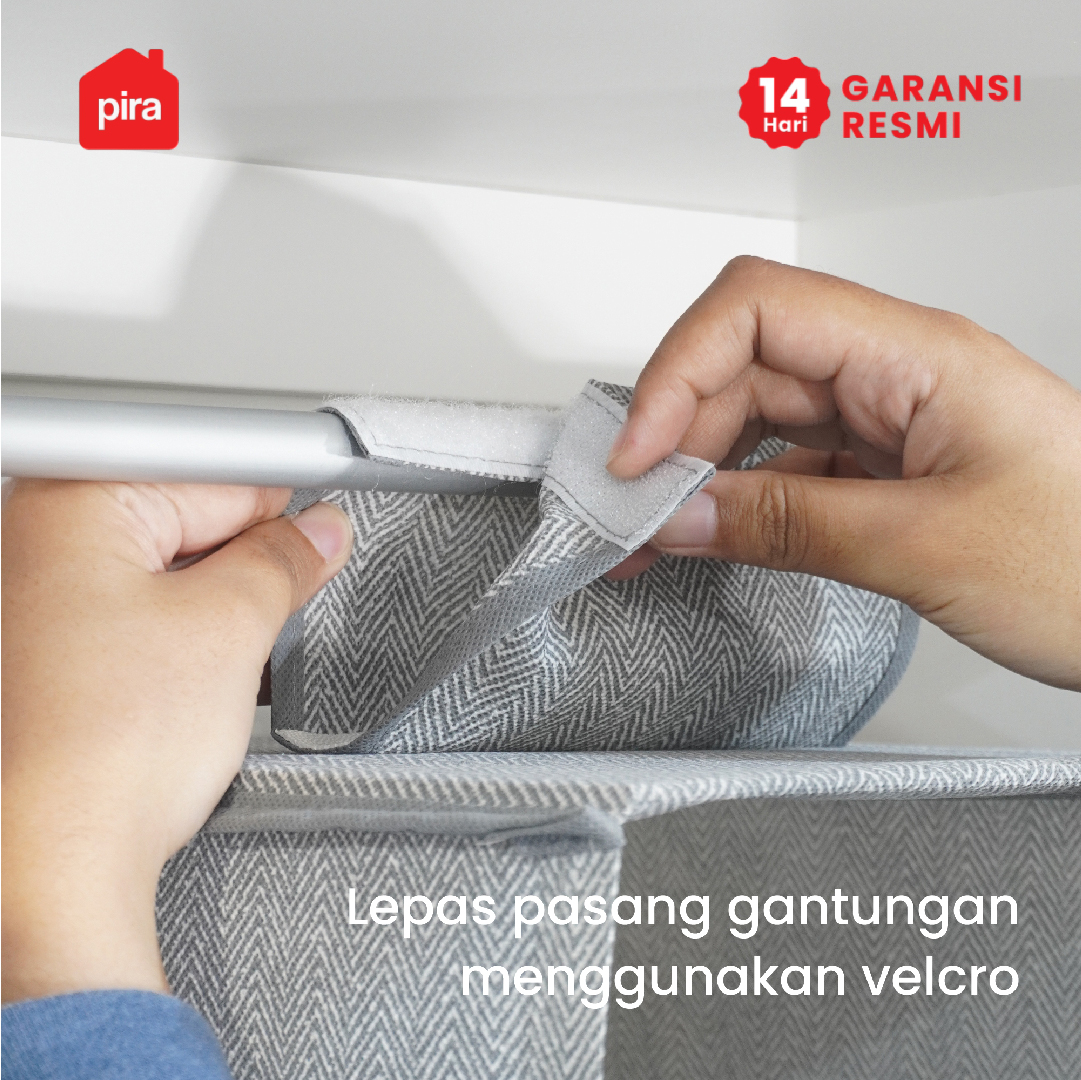 PIRA HOME - YORI CR 5 RAK PAKAIAN GANTUNG / RAK ORGANIZER LEMARI GANTUNG warna DARK GREY - PIRA HOME - foto 4