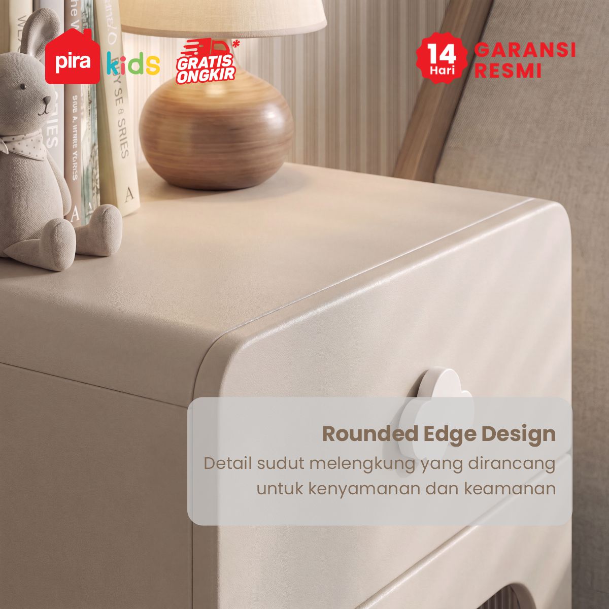 PIRA KIDS - KUMMO NS40D MEJA NAKAS ANAK / MEJA SUDUT / MEJA SAMPING warna LIGHT TAUPE - WHITE - PIRA KIDS - foto 5