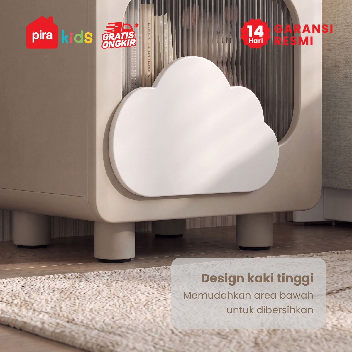 PIRA KIDS - KUMMO NS40D MEJA NAKAS ANAK / MEJA SUDUT / MEJA SAMPING warna LIGHT TAUPE - WHITE - PIRA KIDS - foto 7